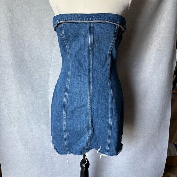Reformation Madilyn Denim Mini Tube Top Strapless Bodycon Dress - Picture 2 of 6